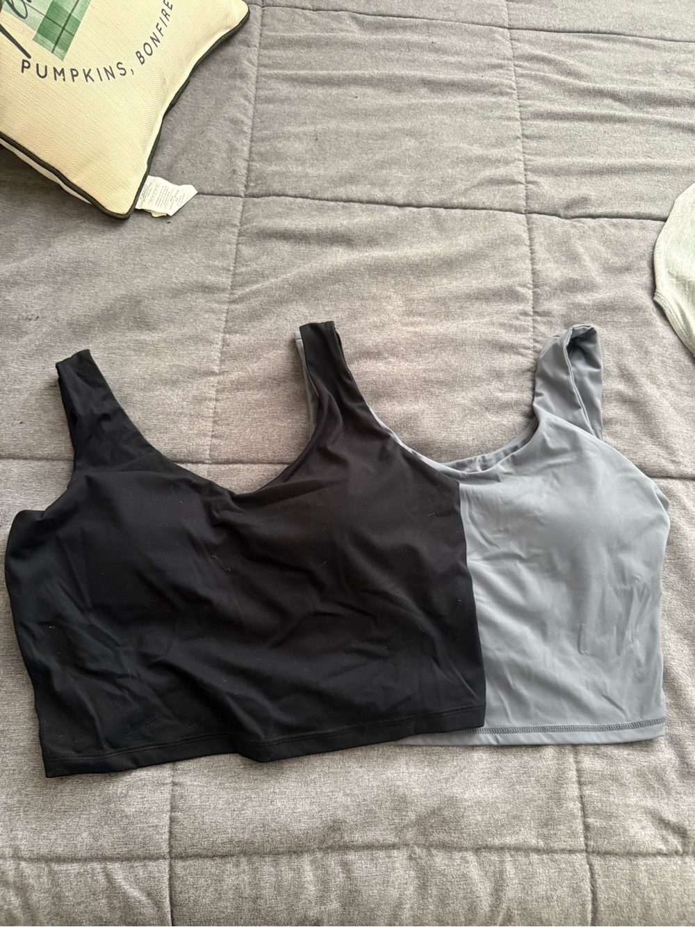 Source Unknown Scoop Neck Crop Bralettes — Black & Light Gray